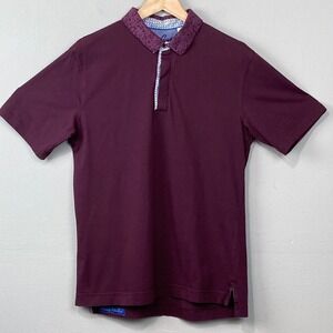 Robert‎ Graham Mens Burgundy Polo Shirt Size S Knit Casual Minimalist Preppy Top